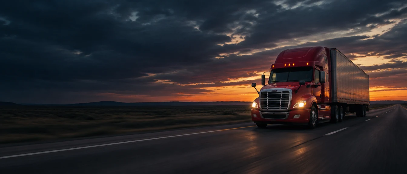 Class A tractor-trailer on the highway