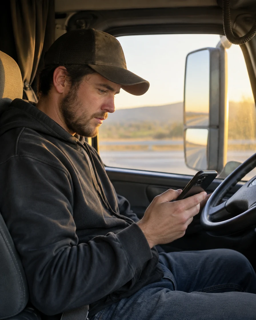 Class A driver beside a tractor-trailer