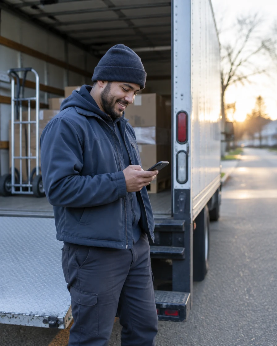 Class B driver beside a straight truck